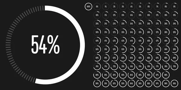 Set Diagrammi Percentuali Cerchio 100 Pronto All Uso Web Design — Vettoriale Stock