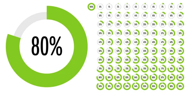 Daire Yüzde Diyagramlara 100 Hazır Kullanımlı Web Tasarım Kullanıcı Arabirimi — Stok Vektör