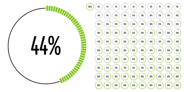 Conjunto Diagramas Porcentuales Círculo 100 Listos Para Usar Para Diseño — Archivo Imágenes Vectoriales