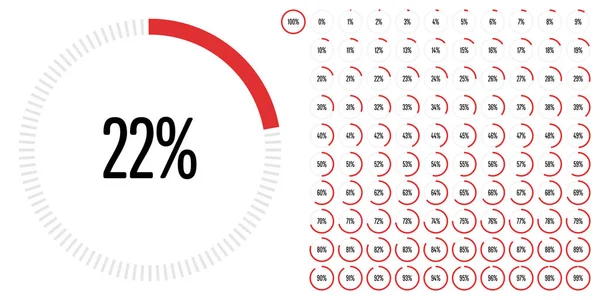 Conjunto Diagramas Porcentuales Círculo 100 Listos Para Usar Para Diseño — Archivo Imágenes Vectoriales