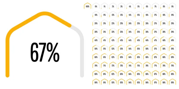 Serie Diagrammi Percentuali Esagonali Settore Circolari 100 Pronti All Uso — Vettoriale Stock