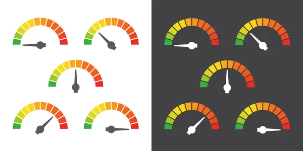 メーター記号インフォ グラフィック ゲージ緑と赤で示したベクトル図の緑に赤からの要素 — ストックベクタ