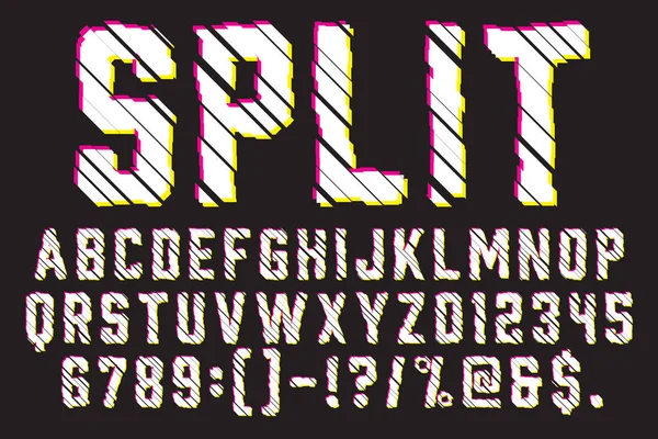 Trendy Distorted Glitch Tipo Letra Letras Números Símbolos Ilustración Vectorial — Archivo Imágenes Vectoriales