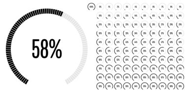 Dairesel sektör yüzde diyagramlara 100 hazır kullanımlı web tasarım, kullanıcı arabirimi (UI) veya Infographic - gösterge siyah 0 set