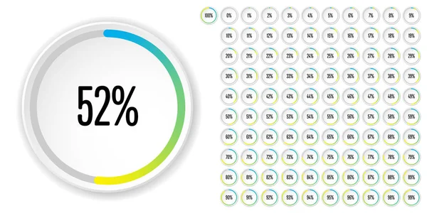 Conjunto Diagramas Percentuais Círculo 100 Prontos Usar Para Web Design — Vetor de Stock