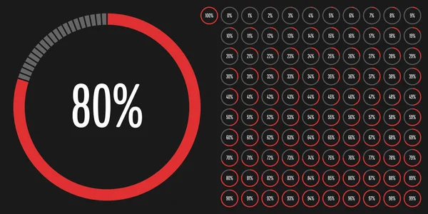 Set Cirkel Percentage Diagrammen Van Tot 100 Kant Klare Voor — Stockvector