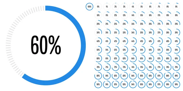 Uppsättning Cirkel Procent Diagram Från Till 100 Färdiga Att Använda — Stock vektor