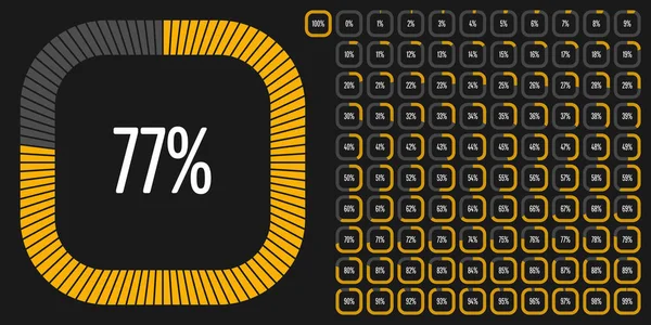 Conjunto Diagramas Percentuais Retangulares 100 Prontos Usar Para Web Design —  Vetores de Stock