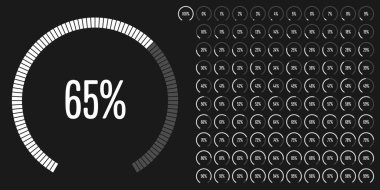 Dairesel sektör yüzde diyagramlara 100 hazır kullanımlı web tasarım, kullanıcı arabirimi (UI) veya Infographic - göstergesi beyaz için 0 set