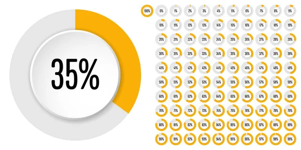 Zestaw Diagramów Procentowych Koło 100 Gotowych Użycia Dla Web Design — Wektor stockowy