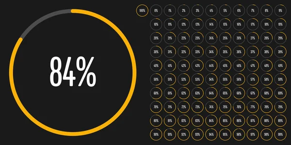 Conjunto Diagramas Percentuais Círculo 100 Prontos Para Uso Para Web — Vetor de Stock