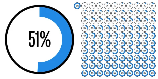 Conjunto Diagramas Percentuais Círculo 100 Pronto Usar Para Web Design —  Vetores de Stock