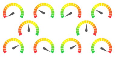 Metre işareti Infographic göstergesi kırmızı öğesinden yeşil ve kırmızı vektör çizim için yeşil