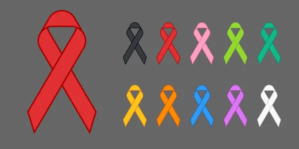 Colorful Awareness Ribbons Design Element Banner Emblem Sign Symbol Vector — Stock Vector