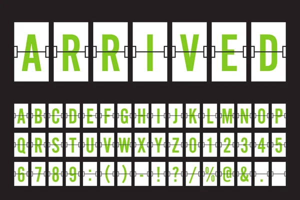 Αεροδρόμιο Μηχανική Flip Διοικητικό Πίνακα Γραμματοσειράς Πράσινο Γραμματοσειρά Στην Εικονογράφηση — Διανυσματικό Αρχείο
