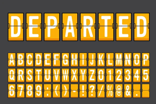 Flughafen Mechanische Flip Board Panel Schrift Weiße Schrift Auf Gelbem — Stockvektor