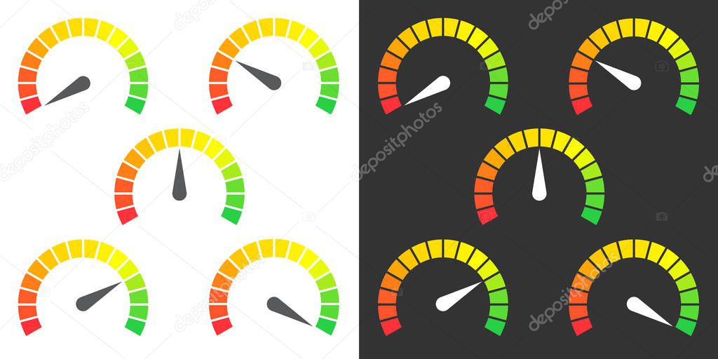 Meter sign infographic gauge element from red to green vector illustration