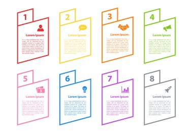 Infographic tasarım iş kavramı vektör çizim 8 adımlar veya seçenekleri veya işlemi ile temsil iş akışı veya diyagramı
