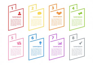 Infographic tasarım iş kavramı vektör çizim 8 adımlar veya seçenekleri veya işlemi ile temsil iş akışı veya diyagramı