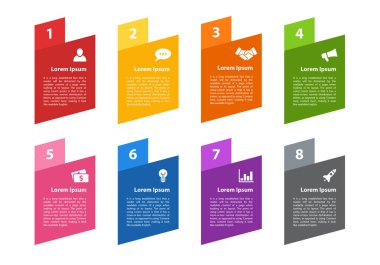 Infographic tasarım iş kavramı vektör çizim 8 adımlar veya seçenekleri veya işlemi ile temsil iş akışı veya diyagramı