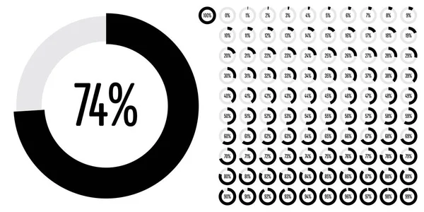 Jeu Diagrammes Circulaires Pourcentage Mètres 100 Prêts Emploi Pour Conception — Image vectorielle