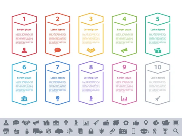 Ilustração Vetorial Conceito Negócio Design Infográfico Com Passos Opções Processos — Vetor de Stock