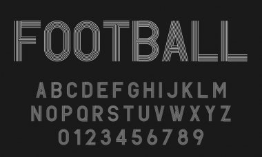 Alfabe yazı tipi harfleri kümesi ve çizgiler vektör illüstrasyonlu modern soyut tasarımı numaralar