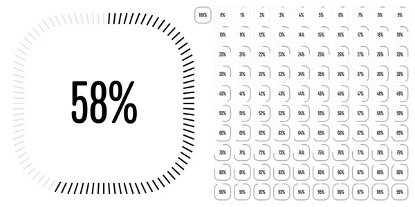 Набор Прямоугольных Процентных Диаграмм Метров 100 Готовых Использованию Веб Дизайна — стоковый вектор