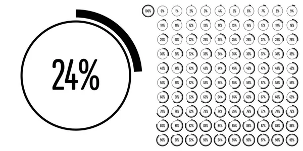 Set Circle Percentage Diagrams Meters 100 Ready Use Web Design — Stock Vector