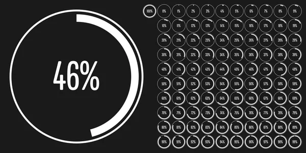 Jeu Diagrammes Circulaires Pourcentage Mètres 100 Prêt Emploi Pour Conception — Image vectorielle