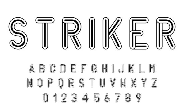 Conjunto Alfabetos Letras Fonte Números Design Abstrato Moderno Com Linhas — Vetor de Stock