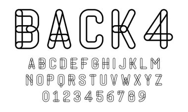 Alfabe yazı tipi harfleri kümesi ve çizgiler vektör illüstrasyonlu modern soyut tasarımı numaralar