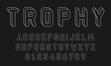 Alfabe yazı tipi harfleri ve 3B konsept vektör illüstrasyonlu modern numaralar kümesi