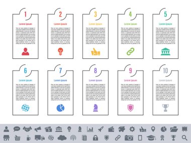 10 adım, seçenek veya süreç içeren bilgi tasarımı iş konsepti vektör çizimi iş akışı veya diyagram veya web düğmesi pankartı