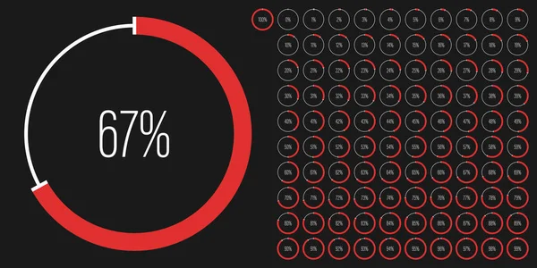 Set Cirkelpercentagediagrammen Meters Van Tot 100 Kant Klare Voor Webdesign — Stockvector