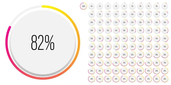 Σετ Ποσοστιαίων Διαγραμμάτων Κύκλου Από Έως 100 Έτοιμα Προς Χρήση — Διανυσματικό Αρχείο
