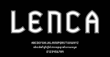 Alfabe yazı tipi harfleri ve numaralar modern soyut tasarım vektörü çizimi