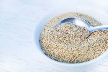 Amarant tohumlar ahşap kase Gıda Sağlık için