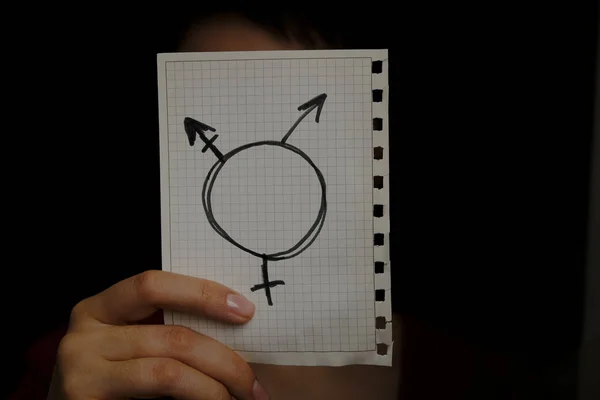 Трансгендерный Символ Черном Фоне Крупным Планом — стоковое фото
