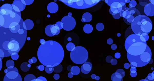 Mavi Şenlikli Noel Arkaplanı. Siyah bir arkaplanda odaklanmış mavi baloncuklar — Stok fotoğraf