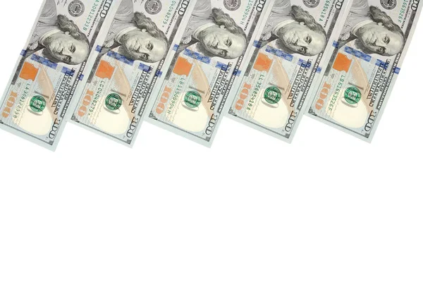 Hintergrund mit Geld amerikanische Hundert-Dollar-Scheine mit Kopierraum im Inneren. Rahmen von Banknoten im Wert von 100 Dollar — Stockfoto