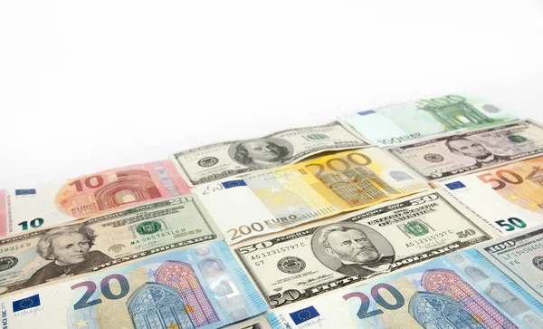 Fondo con euros y dólares con espacio para copias — Foto de Stock