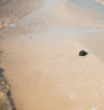Bir plajda denizin içinde belgili tanımlık geçmiş ile çakıl.