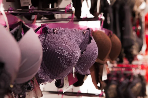 Women's bras for sale in market. Vareity of bra hanging in lingerie  underwear store. Advertise, Sale, Fashion concept Stock Photo by  ©volody100@ukr.net 251307534
