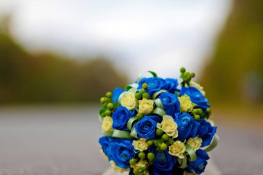 Mavi Düğün buketi