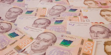 Arka plan ile yeni banknotlar Ukrayna Hryvnia. Enflasyon, iş. econimics ve finans Tema.