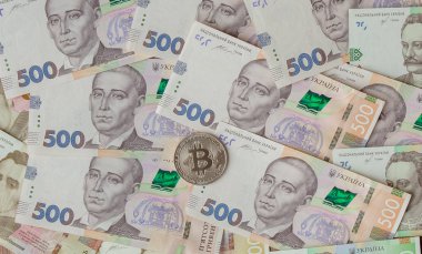 Ukrayna Hryvnia 'sının arka planına karşı Bitcoin