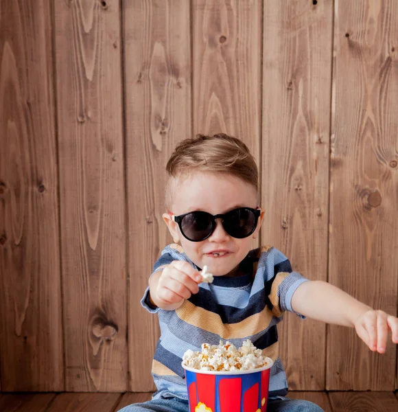 Little Cute Kid Baby Boy Years Old Imax Cinema Glasses — Stock Photo, Image