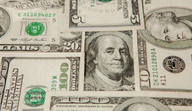 Karışık Doları para arka plan. Dolar arka planı kapat.