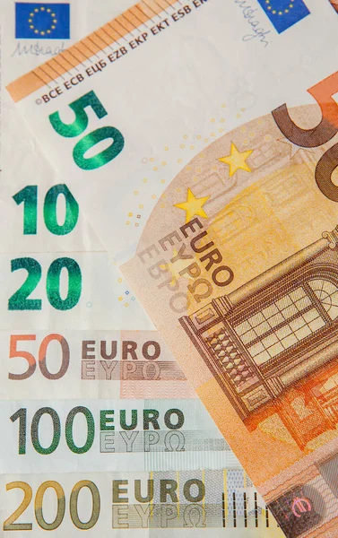 Dinero Euros Fondo Efectivo Euros Billetes Euros Antecedentes Los Diferentes —  Fotos de Stock